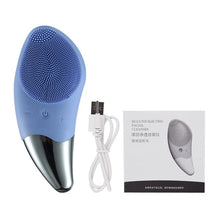 Load image into Gallery viewer, Mini Electric Facial Cleansing Brush Silicone Sonic Face Cleaner Deep Pore Cleaning Skin Massager Face Cleansing Brush Device