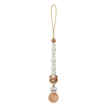 Load image into Gallery viewer, Baby Pacifier Clips Silicone Beads Wooden Ring Pacifier Chain Infant Nipple Appease Soother Chain Clips Dummy Holder Nipple Clip