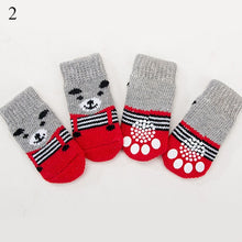 Load image into Gallery viewer, 4pcs Warm Puppy Dog Socks Soft Pet Knits Socks Cute Cartoon Anti Slip Socks Warm Puppy Dog Shoes Small Medium Dogs Pet Product