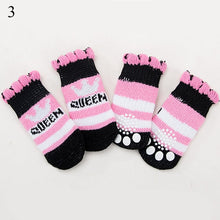 Load image into Gallery viewer, 4pcs Warm Puppy Dog Socks Soft Pet Knits Socks Cute Cartoon Anti Slip Socks Warm Puppy Dog Shoes Small Medium Dogs Pet Product