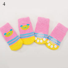 Load image into Gallery viewer, 4pcs Warm Puppy Dog Socks Soft Pet Knits Socks Cute Cartoon Anti Slip Socks Warm Puppy Dog Shoes Small Medium Dogs Pet Product