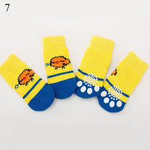 Load image into Gallery viewer, 4pcs Warm Puppy Dog Socks Soft Pet Knits Socks Cute Cartoon Anti Slip Socks Warm Puppy Dog Shoes Small Medium Dogs Pet Product
