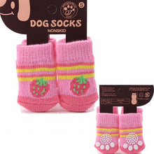 Load image into Gallery viewer, 4pcs Warm Puppy Dog Socks Soft Pet Knits Socks Cute Cartoon Anti Slip Socks Warm Puppy Dog Shoes Small Medium Dogs Pet Product