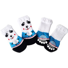 Load image into Gallery viewer, 4pcs Warm Puppy Dog Socks Soft Pet Knits Socks Cute Cartoon Anti Slip Socks Warm Puppy Dog Shoes Small Medium Dogs Pet Product
