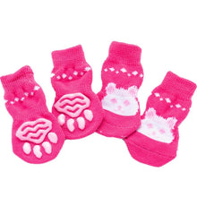 Load image into Gallery viewer, 4pcs Warm Puppy Dog Socks Soft Pet Knits Socks Cute Cartoon Anti Slip Socks Warm Puppy Dog Shoes Small Medium Dogs Pet Product
