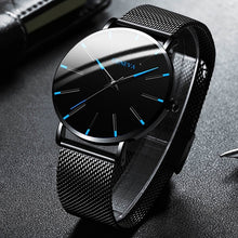 Load image into Gallery viewer, 2021 Minimalist Men's Fashion Ultra Thin Watches Simple Men Business Stainless Steel Mesh Belt Quartz Watch Relogio Masculino