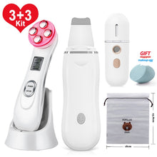 Load image into Gallery viewer, Ultrasonic Skin Scrubber Facial Cleansing Small Bubble Blackhead Remover Water Cycle Pore Cleaner EMS LED Facial Massager EMS